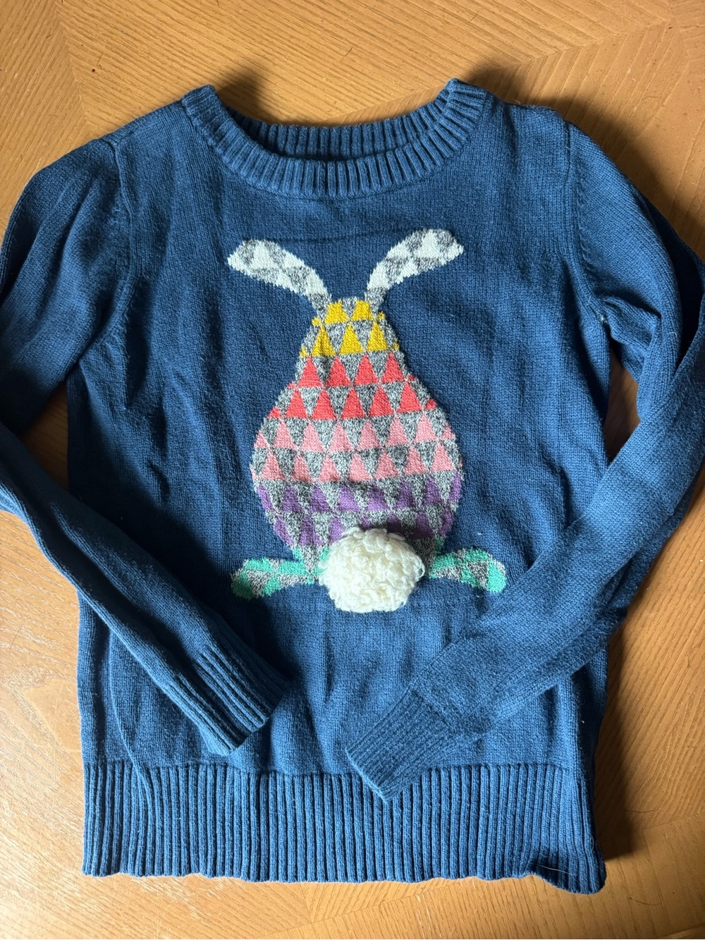 Girl’s Blue  Bunny Intarsia Sweater